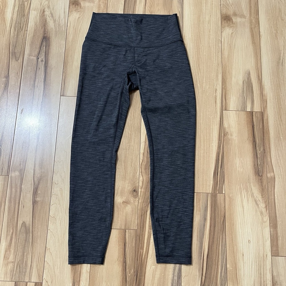 Lululemon Wunder Under Leggings Sz 6 Heathered Black 7/8 Yoga Tight Luxtreme